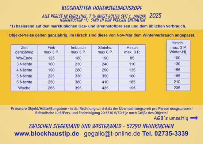                                                                                                                    Blockhütten Hohenseelbachskopf